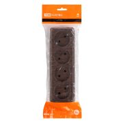 Розетка 4-х местная горизонтальная 2П открытой установки IP20 10A бук «Ладога» TDM