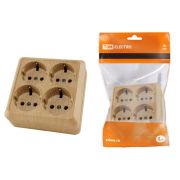 Розетка четырехместная 2П+3 открытой установки IP20 16A сосна «Ладога» TDM