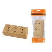 Розетка 3-х местная горизонтальная 2П открытой установки IP20 10A с з/ш сосна «Ладога» TDM