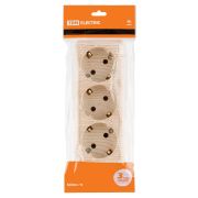 Розетка 3-х местная горизонтальная 2П+3 открытой установки IP20 16A сосна «Ладога» TDM