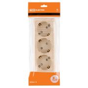 Розетка 3-х местная горизонтальная 2П+3 открытой установки IP20 16A с з/ш сосна «Ладога» TDM