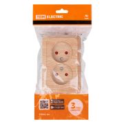 Розетка угловая двойная 2П открытой установки с з/ш IP20 250В 10А сосна «Ладога» TDM