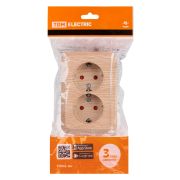 Розетка угловая двойная 2П+3 открытой установки с з/ш IP20 250В 16А сосна «Ладога» TDM