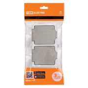 Розетка двойная 2П+З (горизонтальная) открытой установки IP54 16А серая «Вуокса» TDM