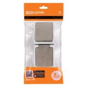 Блок (вертикальный) выключатель 1-кл. + розетка 2П+З с з/ш БКВР IP54 серый «Вуокса» TDM