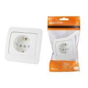 Розетка 2П+З 16А  c защитными шторками белая «Валдай» TDM