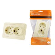 Розетка двойная 2П+З 16А c защитными шторками сл. кость «Валдай» TDM