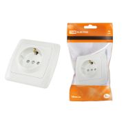 Розетка 2П+З 16А 250В с защ. шт. белая «Онега» TDM