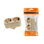 Блок на 2 гнезда 2П+З плоский 16А 250B «Эко» (сосна) TDM