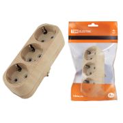 Блок на 3 гнезда 2П+З плоский 16А 250B «Эко» (сосна) TDM