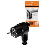 Вилка угловая c/з черная с кнопкой извлечения из сети 16А 250В TDM