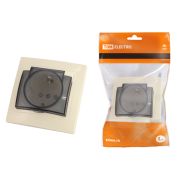 Розетка 2П+З с защ. шт. и крышкой 16А 250В IP44 сл. кость «Таймыр» TDM