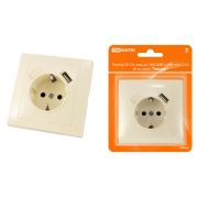 Розетка 2П+З с защ. шт. 16А 250В + USB порт 2,1А 5В сл. кость «Таймыр» TDM