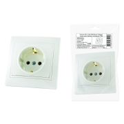 Розетка 2П+З 16А 250В белая «Таймыр» (пром. упак., бакелит. основание) TDM