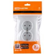 Розетка двойная 2П+З 16А 250В белая «Лама» TDM