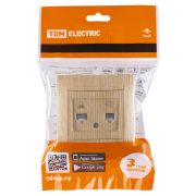 Розетка телефонная RJ11 + компьютерная RJ45 сосна «Лама» TDM