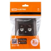 Розетка телефонная RJ11 + компьютерная RJ45 шоколад «Лама» TDM