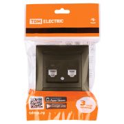 Розетка телефонная RJ11 + компьютерная RJ45 бронза «Лама» TDM