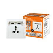 Блок мультифункциональный «Сенеж 1» 2П 10А 250В + 2 USВ-порта для зарядки 5В 2,1А белый TDM