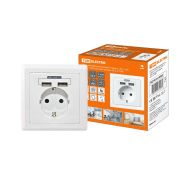 Блок мультифункциональный «Сенеж 2» 2П+3 16А 250В + 2 USВ-порта для зарядки 5В 2,1А белый TDM