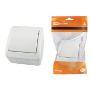 Выключатель 1-кл. открытой установки IP44 10А белый «Селигер» TDM