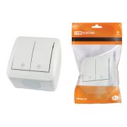 Выключатель на 2 направления 2-кл. открытой установки IP44 10А белый «Селигер» TDM