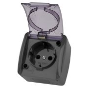 Розетка 2П+3 открытой установки IP54 16А с прозрачной крышкой серая «Селигер» TDM