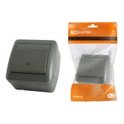 Выключатель на 2 направления 1-кл. открытой установки IP44 10А серый «Селигер» TDM