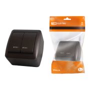Выключатель 2-кл. открытой установки с подсветкой IP44 10А шоколад «Селигер» TDM