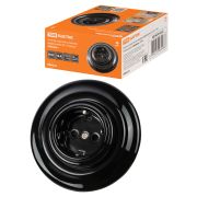 Розетка скрытой установки фарфоровая 2П+З 16А 250В черная «Болонь» TDM