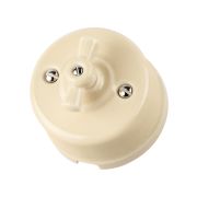 Выключатель фарфоровый поворотный с ручкой (бантик) 10А сл. кость «Болонь» TDM