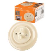 Выключатель скрытой установки фарфоровый поворотный проходной с ручкой (бантик) 10А сл. кость «Болонь» TDM