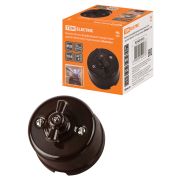 Выключатель фарфоровый поворотный 2-кл. с ручкой (бантик) 10А коричневый «Болонь» TDM