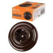 Розетка скрытой установки фарфоровая 2П+З 16А 250В коричневая «Болонь» TDM