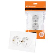 Розетка двойная 2П+З с защ. шт. 16А 250В белая «Ильмень» TDM