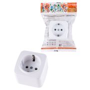 Розетка 2П+З открытой установки IP20 16А, белая «Дача» Народная