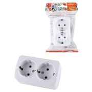 Розетка двойная 2П+3 открытой установки IP20 16А, белая «Дача» Народная