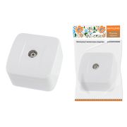 Розетка TВ простая (0-2400 Гц,  «мама») открытой установки, IP20 белая «Дача» Народная