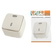 Переключатель на 2 направления 1-кл. открытой устан с подсветкой IP20 10А, сл. кость «Дача» Народная