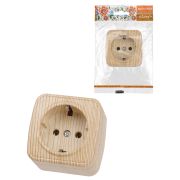 Розетка 2П+З открытой установки IP20 16А, сосна «Дача» Народная