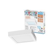 Светильник светодиодный накладной «Даунлайт НАРОДНЫЙ» квадрат СПО (белый) алюминий 12Вт 6500К