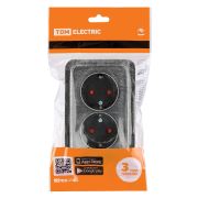 Розетка угловая двойная 2П+3 открытой установки с з/ш IP20 250В 16А серебро «Ладога» TDM