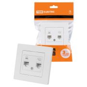 Розетка телефонная RJ11 + компьютерная RJ45 белая «Сенеж» TDM