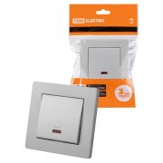 Кнопка звонка с подсветкой 6А серебр. металлик «Сенеж» TDM