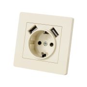 Розетка 2П+З 16А 250В + 2 USB порта 2,1А 5В сл. кость «Сенеж» TDM