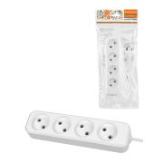 Удлинитель 4 гнезда, 1,5 метра, б/з, 10 А, 2300 Вт, белый, НАРОДНЫЙ У-42016 (Ун 420-0001)