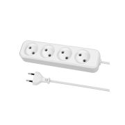 Удлинитель 4 гнезда, 1,5 метра, б/з, 6 А, 1380 Вт, белый, НАРОДНЫЙ У-31011 (Ун 410-0001)