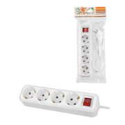 Удлинитель 4 гнезда, 3 метра, с/з, выкл., 16 А, 3680 Вт, белый, НАРОДНЫЙ У1-43059 (Ун1 431-0001)
