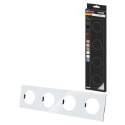 Рамка четверная хрустально-белая, стекло, «Байкал» TDM