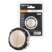 Выключатель 2-кл. 16А 250В проходной кнопочный механизм шампань, «Байкал» TDM